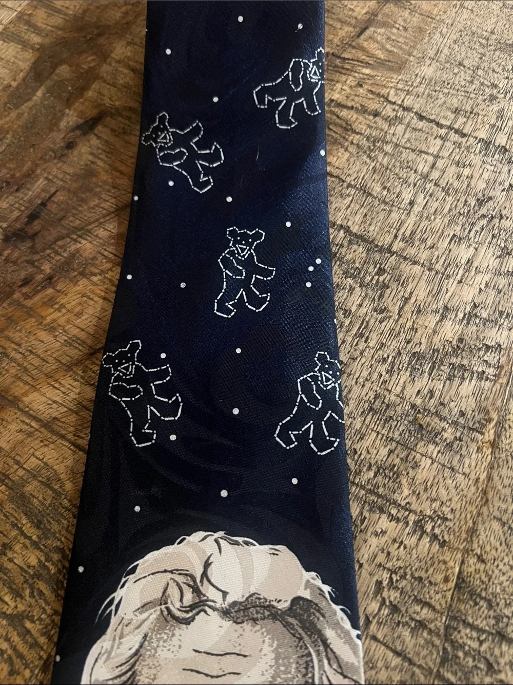 Jerry Garcia Grateful Dead Men's Navy and Beige Portrait Silk Tie